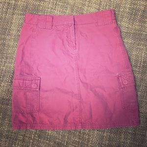 J Crew Red Cargo Skirt 100% Cotton Size 2